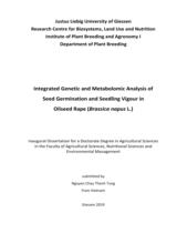Integrated genetic and metabolomic analysis of seed germination and seedling vigour in oilseed rape (Brassica napus L.) / Nguyễn Châu Thanh Tùng ; supervisors : Rod Snowdon, Wolfgang Friedt