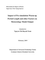 Impact of pre-simulation warm-up period length and other factors on meteorology model output / Nguyen Thi Huynh Tram ; supervisor : Young Sunwoo