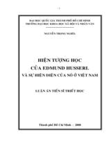 Hiện tượng học của Edmund Husserl và sự hiện diện của nó ở Việt Nam / Nguyễn Trọng Nghĩa