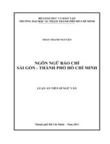 Ngôn ngữ báo chí Sài Gòn - Thành phố Hồ Chí Minh / Trần Thanh Nguyện ; Người hướng dẫn khoa học : Trịnh Sâm, Hoàng Dũng